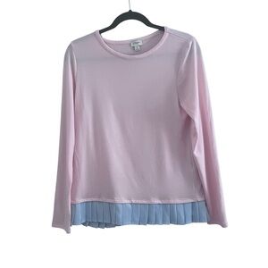 J. Crew Women's Pink and Blue Long Sleeve Top Size S